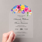 Chic kleurrijke heldere wilde bloemen bruiloft boo acryl uitnodigingen (Insitu (Draagbaar))