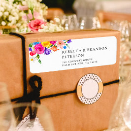 Chic kleurrijke heldere wilde bloemen bruiloft etiket