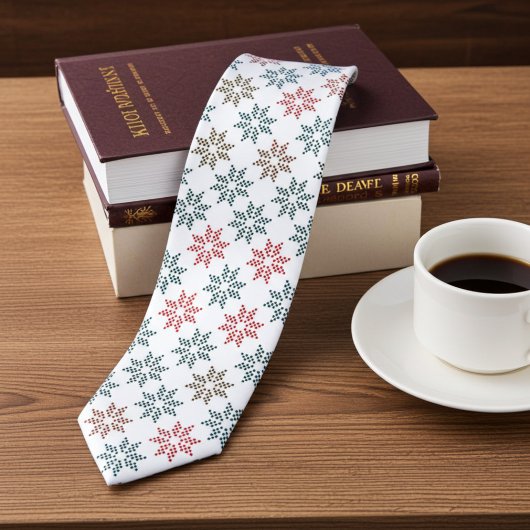 Chic Kleurrijke Poinsettia Motief Kerst Stropdas