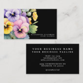 Chic Kleurrijke Spring Pansies Zwarte Visitekaartj Visitekaartje (Voorkant / Achterkant)