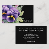 Chic Kleurrijke Spring Pansies Zwarte Visitekaartj Visitekaartje (Voorkant / Achterkant)