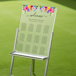 Chic kleurrijke wilde bloemen bruiloft zitplaatsen acryl bord