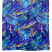 Chic kobalt blauw goud veren douchegordijn (Voorkant)