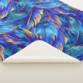 Chic kobalt blauw goud veren patroon sherpa deken (3/4)