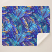 Chic kobalt blauw goud veren patroon sherpa deken (Voorkant (horizontaal))