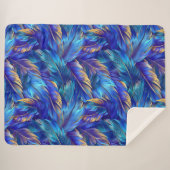 Chic kobalt blauw goud veren patroon sherpa deken (Voorkant (horizontaal))