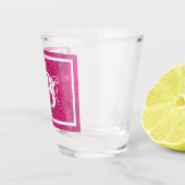Chic Koel Roze Glitter Wit Initiaal Monogram Shot Glas (Rechts)