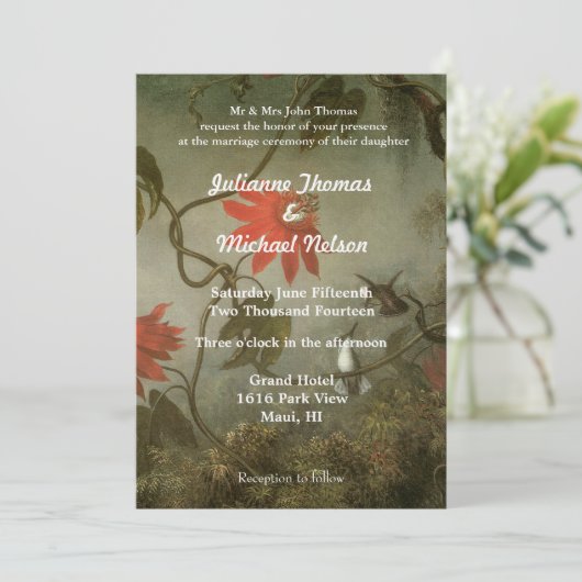 Chic kolibries bruiloft kaart (Staand voorkant)