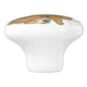 Chic  konijn & Muscari French Script Knob Keramische Knop (Zijkant)