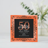 Chic Koraal Decoratieframe 50e Verjaardag Kaart (Staand voorkant)