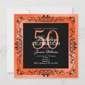 Chic Koraal Decoratieframe 50e Verjaardag Kaart (Voorkant)