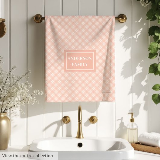 Chic Koraal Geruit Handdoekenset Moderne Minimalis Bad Handdoek