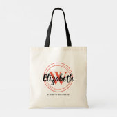 Chic Koraal Monogram Initiaal Script Naam Tote Bag (Achterkant)