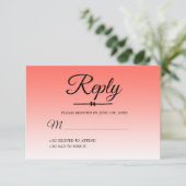 Chic Koraal Ombre Sweet 16 RSVP Kaart (Staand voorkant)