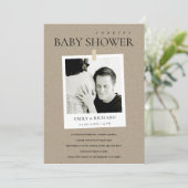 CHIC KRAFT CUSTOM FOTO KOUPLT BABY SHOWER INVITE BEDANKKAART (Staand voorkant)