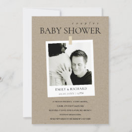 CHIC KRAFT CUSTOM FOTO KOUPLT BABY SHOWER INVITE BEDANKKAART