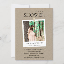 CHIC KRAFT MINIMAL CUSTOM FOTO BABY SHOWER INVITE BEDANKKAART