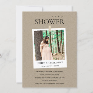 CHIC KRAFT MINIMAL CUSTOM FOTO BABY SHOWER INVITE BEDANKKAART