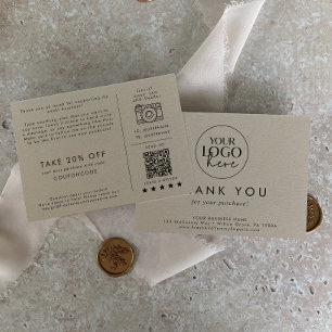 Chic Kraft Paper Business Logo Bedankt bestelling Informatiekaartje