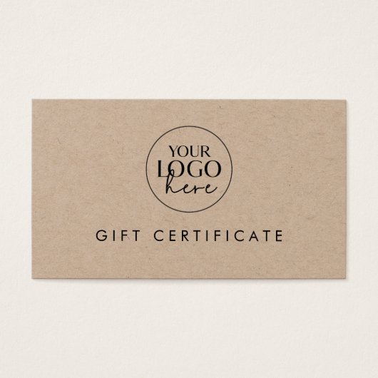 Chic Kraft Papier Zakelijk Logo Cadeaubon Visitekaartje (Voorkant)