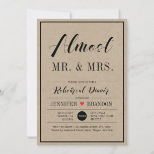 Chic Kraft Wedding Rehearsal Dinner Invitation Kaart