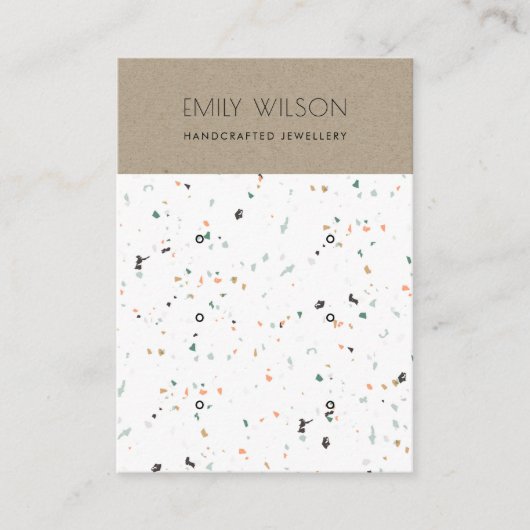 CHIC KRAFT WHITE TERRAZZO 3 EARRING DISPLAY LOGO VISITEKAARTJE (Voorkant)