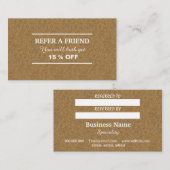 Chic kurkhout kraft aanbevelingskaartje (Voorkant / Achterkant)