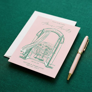 Chic La Dolce Vita Hand Doodle Schets Venetië Ital Save The Date