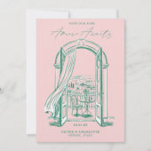 Chic La Dolce Vita Hand Doodle Sketch Venice Italy Save The Date (Voorkant)