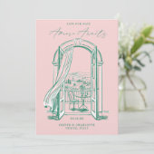 Chic La Dolce Vita Hand Doodle Sketch Venice Italy Save The Date (Staand voorkant)