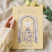 Chic La Dolce Vita Hand Drawn Paris Eiffel Tower  Save The Date