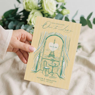 Chic La Dolce Vita Hand Getekende Eiffeltoren Pari Save The Date