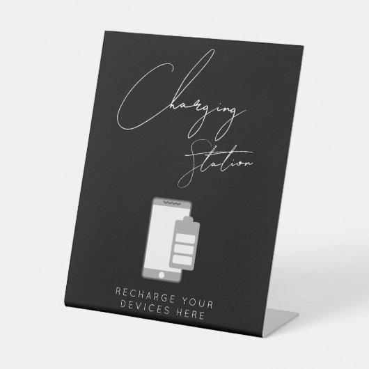 Chic-laadstation bruiloft reclamebord met voetstuk (Voorkant)