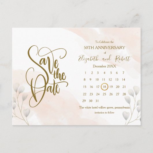 Chic laat 50e Jubileum opslaan van de datum Aankondigingskaart (Voorkant)