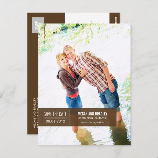 Chic Label Save The Date Briefkaart - Bruin (Voorkant / Achterkant)