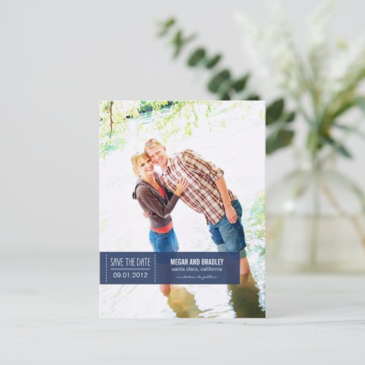 Chic Label Save The Date Briefkaart - Navy Blue (Staand voorkant)