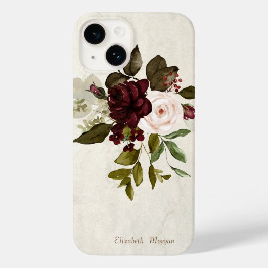  Chic Lace Burgundy Flowers Case-Mate iPhone Case (Achterkant)