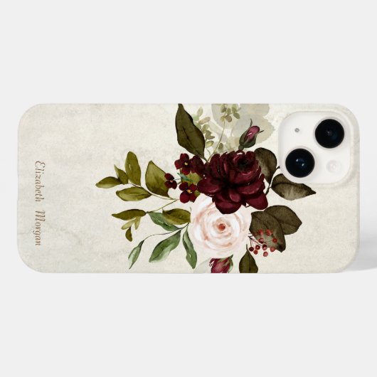  Chic Lace Burgundy Flowers Case-Mate iPhone Case (Achterkant (horizontaal))