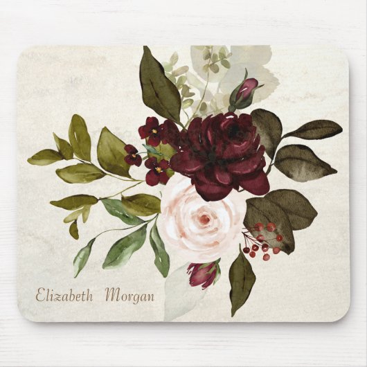  Chic Lace Burgundy Flowers Hoesje-Mate iPh Muismat (Voorkant)