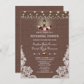 Chic Lace Burlap String Lights repetitie diner Kaart (Voorkant / Achterkant)