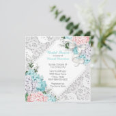 Chic Lace en Hydrangeas Bridal Shower Invitation Kaart (Staand voorkant)