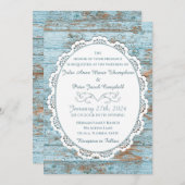  Chic Lace en Rustiek Blauw Strandhout Kaart (Voorkant / Achterkant)