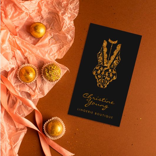 Chic Lace Lingerie Boutique Golden Glitter Visitekaartje
