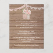 Chic Lace Mason Jar & Wood Wedding Insert kaart (Voorkant)