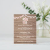 Chic Lace Mason Jar & Wood Wedding Insert kaart (Staand voorkant)