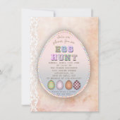 Chic  Lace Old Paper Easter Egg Hunt Party Kaart (Voorkant)