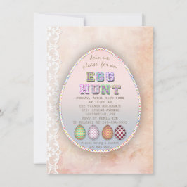 Chic  Lace Old Paper Easter Egg Hunt Party Kaart