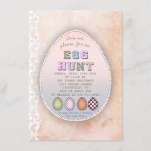 Chic Lace Old Paper Easter Egg Hunt Party Kaart