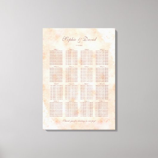 Chic Lace Rozen Old Paper Wedding Seding Chart Canvas Afdruk (Voorkant)