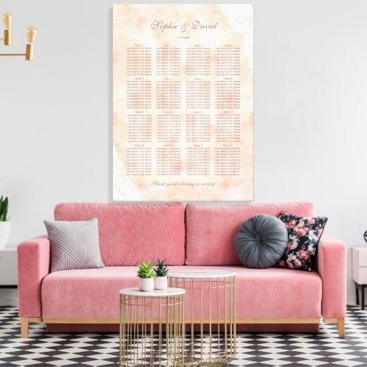 Chic Lace Rozen Old Paper Wedding Seding Chart Canvas Afdruk (Insitu (Woonkamer))
